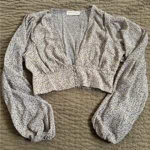 Sisters of The Tribe Floral Print Long Sleeve Cropped Blouse